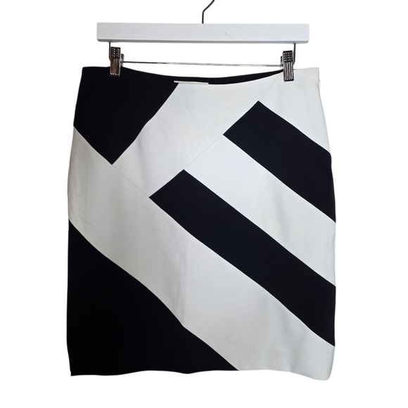 Doncaster Womens Black And White Colorblock Skirt Knee Length Size 8 - Picture 1 of 10